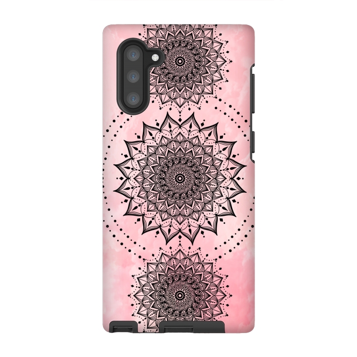 Galaxy Note 10 StrongFit Pink black mandalas by Jms