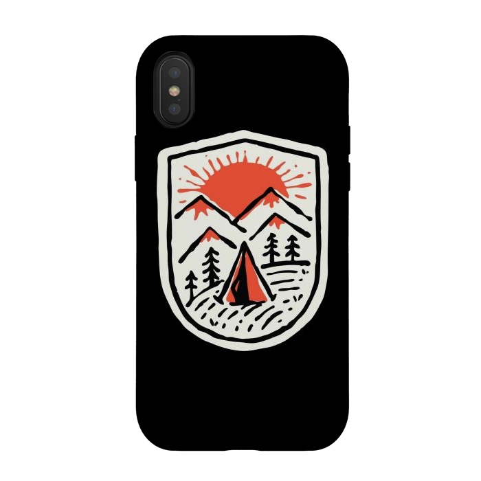 iPhone Xs / X StrongFit Sunset Camp Hand Drawn by Afif Quilimo