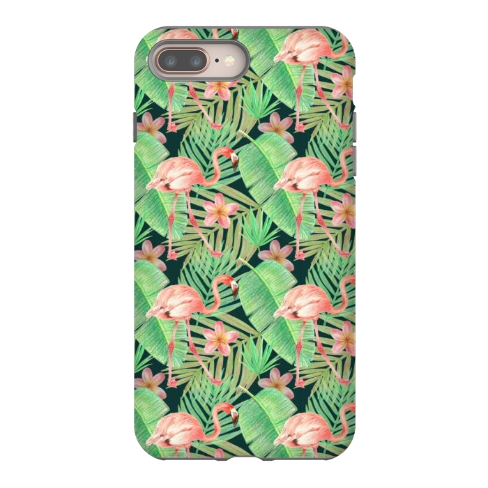 iPhone 7 plus StrongFit pink flamingo in a jungle by Alena Ganzhela