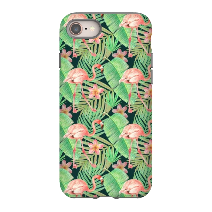iPhone 8 StrongFit pink flamingo in a jungle by Alena Ganzhela