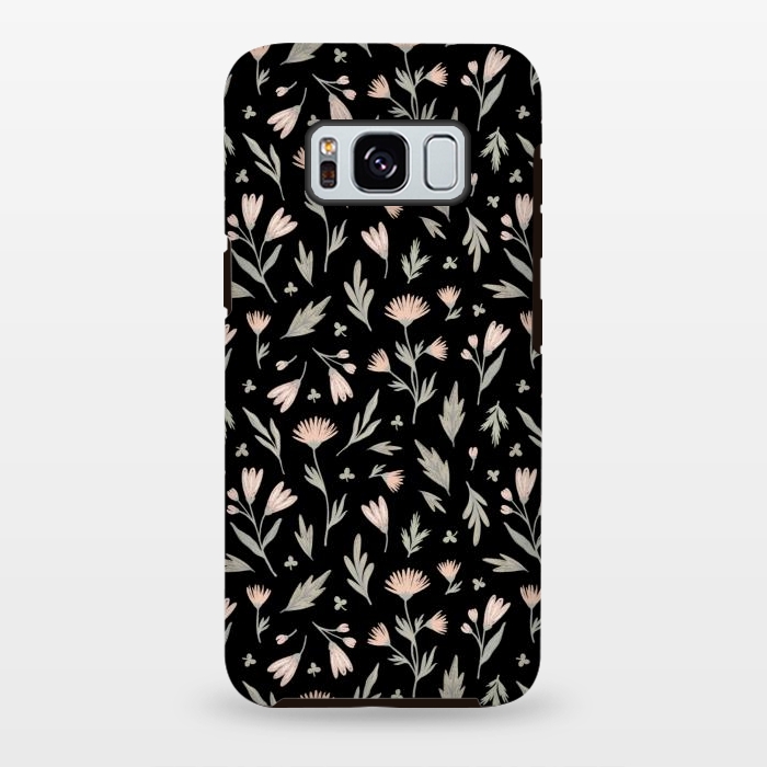 Galaxy S8 plus StrongFit delicate flowers on a black by Alena Ganzhela