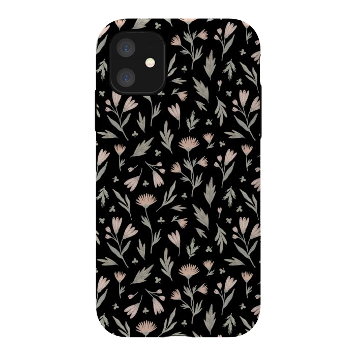 iPhone 11 StrongFit delicate flowers on a black by Alena Ganzhela