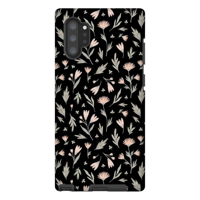 Galaxy Note 10 plus StrongFit delicate flowers on a black by Alena Ganzhela