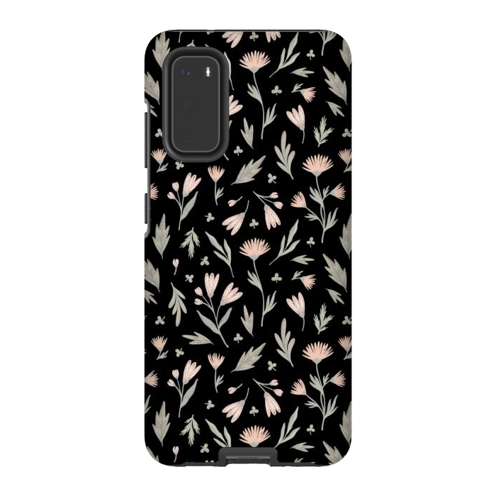 Galaxy S20 StrongFit delicate flowers on a black by Alena Ganzhela