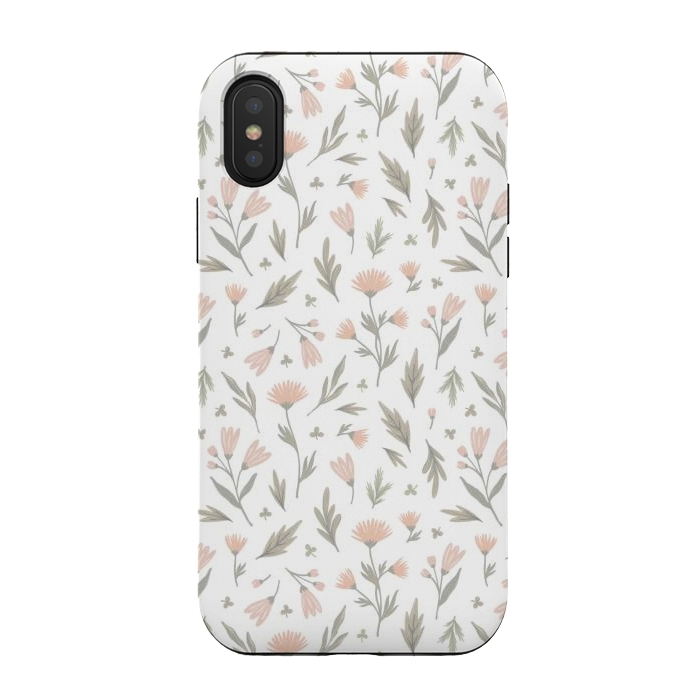 iPhone Xs / X StrongFit delicate flowers on a white by Alena Ganzhela