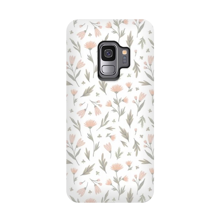 Galaxy S9 StrongFit delicate flowers on a white by Alena Ganzhela