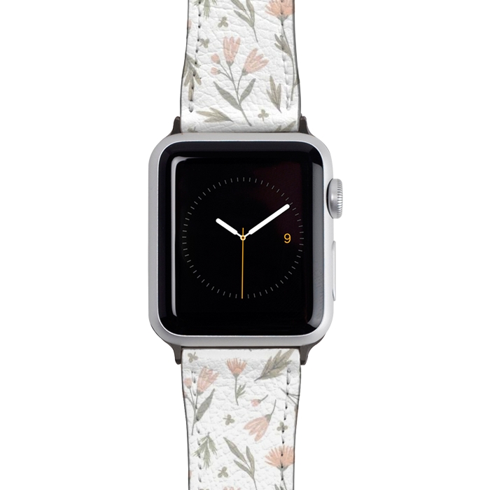 Watch 38mm / 40mm Strap PU leather delicate flowers on a white by Alena Ganzhela