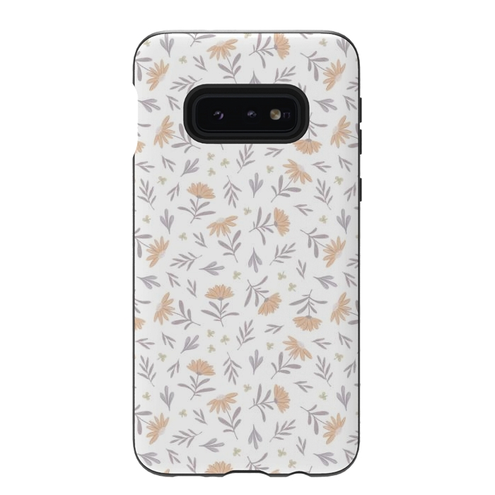 Galaxy S10e StrongFit Beige flowers on a white by Alena Ganzhela
