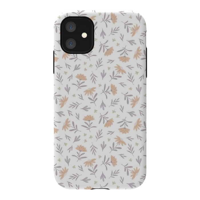 iPhone 11 StrongFit Beige flowers on a white by Alena Ganzhela