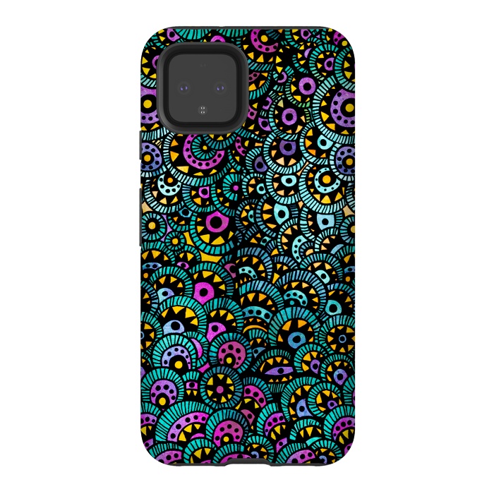 Pixel 4 StrongFit Peacock Tail by Pom Graphic Design