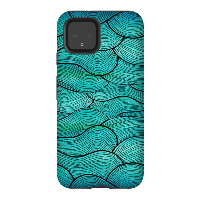 Pixel 4 StrongFit Sea Waves Pattern by Pom Graphic Design