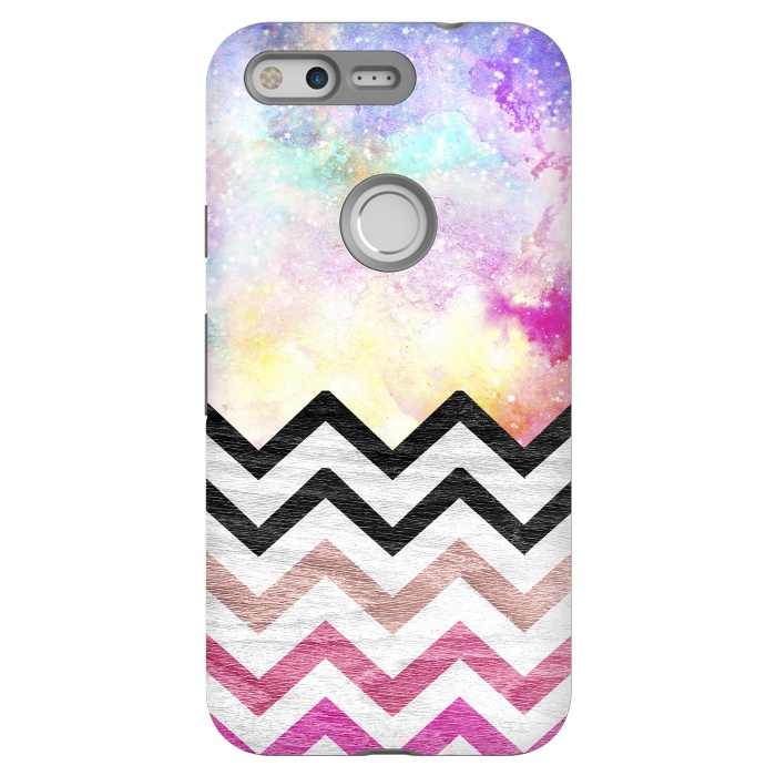 Pixel StrongFit SC Watercolor Nebula Space Pink ombre Wood Chevron by Girly Trend