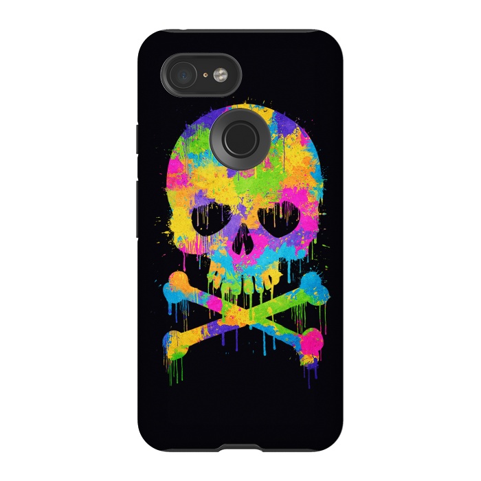 Pixel 3 StrongFit Grafitti Watercolor Skull by Philipp Rietz