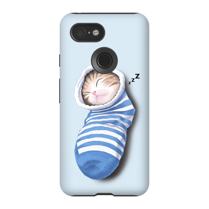 Pixel 3 StrongFit Cat in The Sock by Tummeow