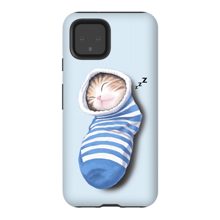 Pixel 4 StrongFit Cat in The Sock by Tummeow
