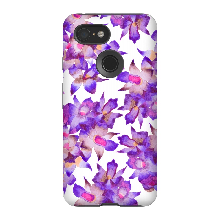 Pixel 3 StrongFit Vintage Floral Violet by Amaya Brydon