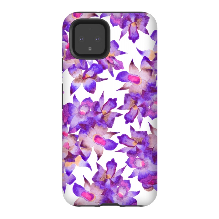 Pixel 4 StrongFit Vintage Floral Violet by Amaya Brydon