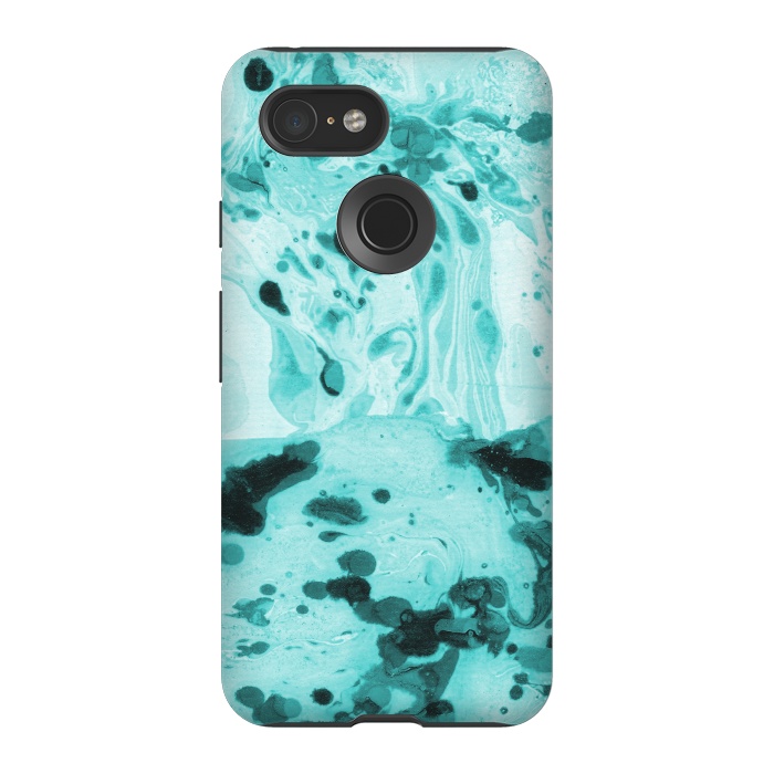 Pixel 3 StrongFit Turquoise Marble by Laura Grant