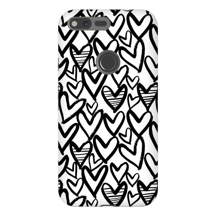 Pixel XL StrongFit Black and white hearts by Laura Grant