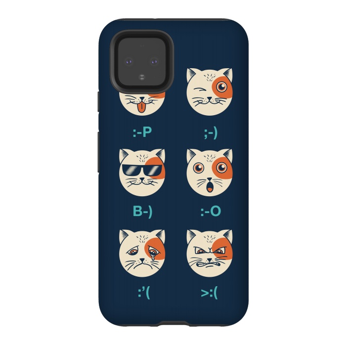 Pixel 4 StrongFit Cat Emoticon by Coffee Man