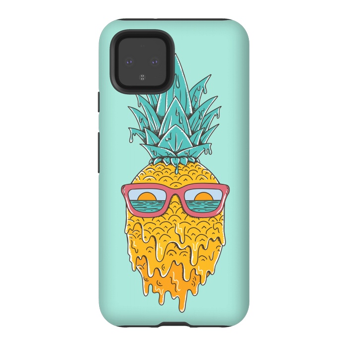 Pixel 4 StrongFit Pineapple Summer Blue by Coffee Man