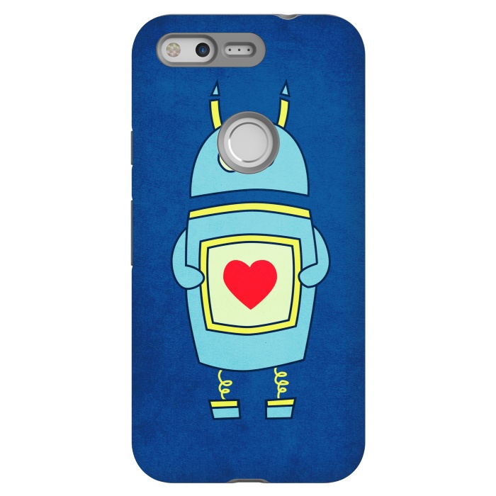 Pixel StrongFit Clumsy Cute Robot With Heart by Boriana Giormova