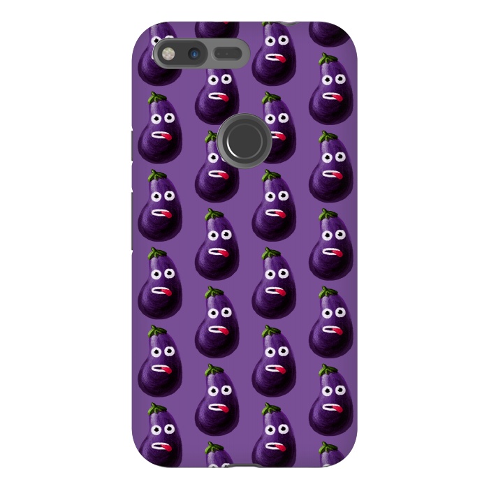 Pixel XL StrongFit Purple Funny Cartoon Eggplant Pattern by Boriana Giormova