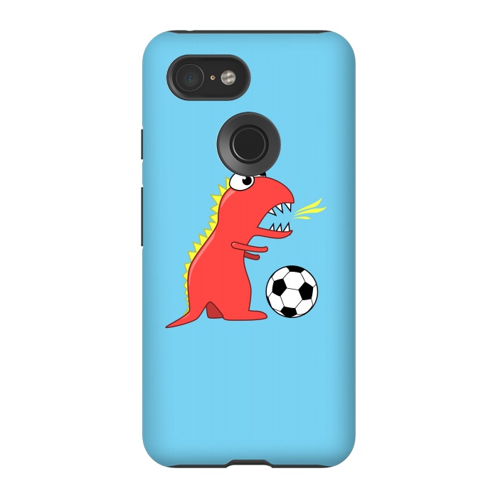 Pixel 3 StrongFit Funny Cartoon Dinosaur Soccer Player by Boriana Giormova
