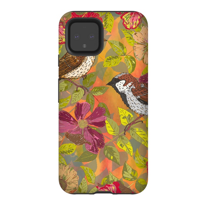 Pixel 4 StrongFit Sparrow and Wild Rose by Lotti Brown