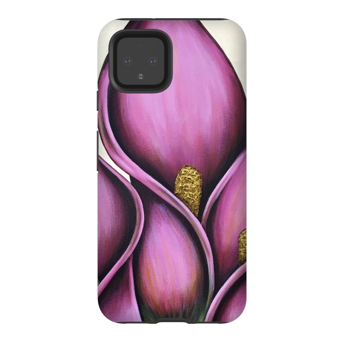 Pixel 4 StrongFit Pink Calla Lilies by Denise Cassidy Wood