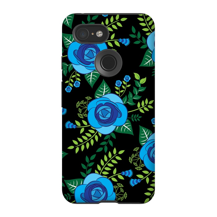 Pixel 3 StrongFit Blue Roses by Rossy Villarreal