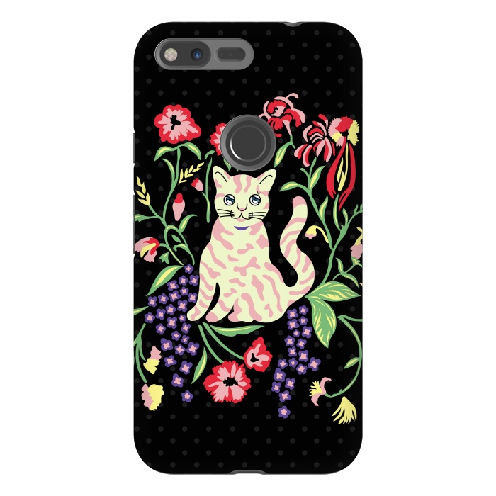 Pixel XL StrongFit Cutie Cat with Flowers by Michael Cheung