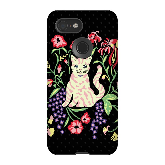 Pixel 3 StrongFit Cutie Cat with Flowers by Michael Cheung