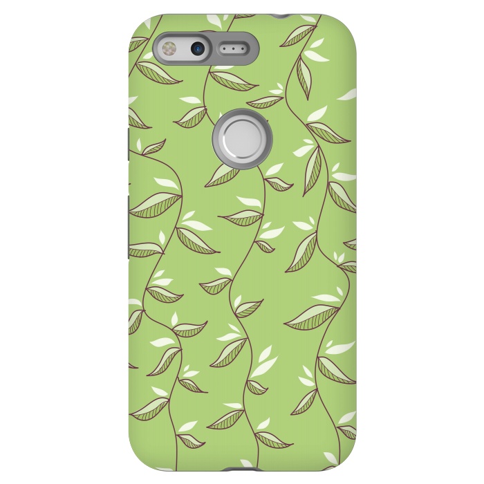 Pixel StrongFit Green Leaves And Lianas Pattern by Boriana Giormova