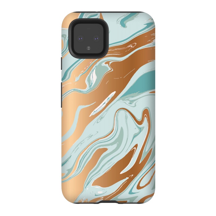 Pixel 4 StrongFit Liquid Green Marble and Gold 006 by Jelena Obradovic