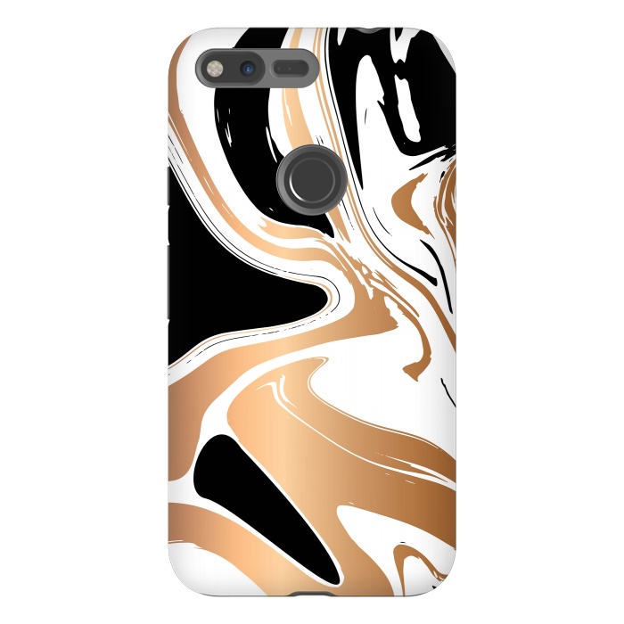 Pixel XL StrongFit Black and Gold Marble 027 by Jelena Obradovic