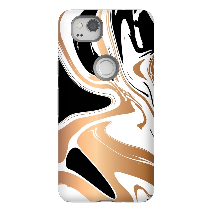 Pixel 2 StrongFit Black and Gold Marble 027 by Jelena Obradovic