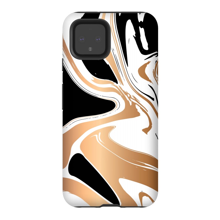 Pixel 4 StrongFit Black and Gold Marble 027 by Jelena Obradovic