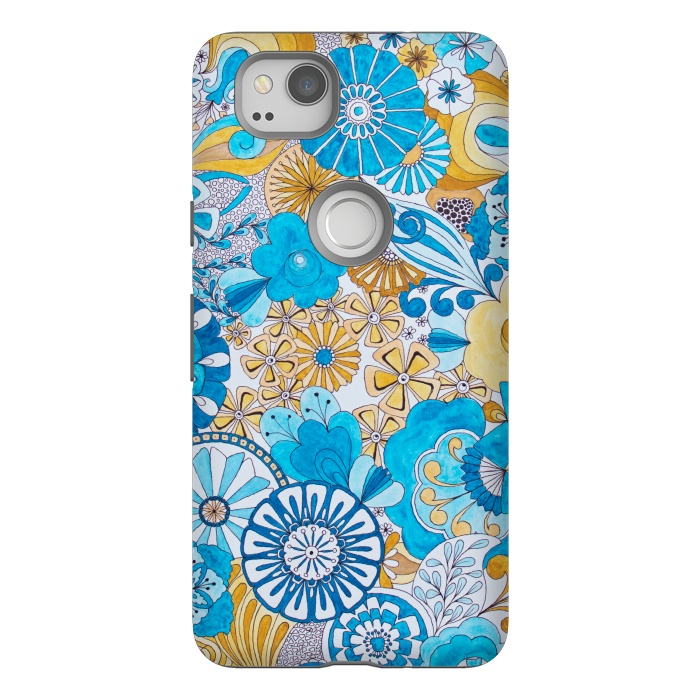 Pixel 2 StrongFit Seventies Psychedelic Blooms by Paula Ohreen