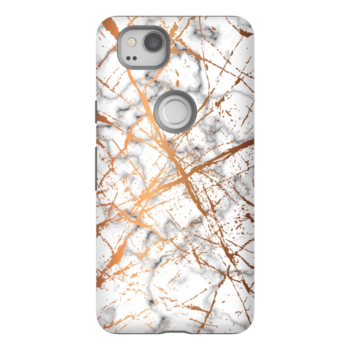 Pixel 2 StrongFit Marble Texture and Gold Splatter 039 by Jelena Obradovic