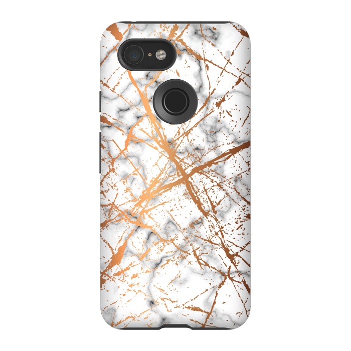 Pixel 3 StrongFit Marble Texture and Gold Splatter 039 by Jelena Obradovic