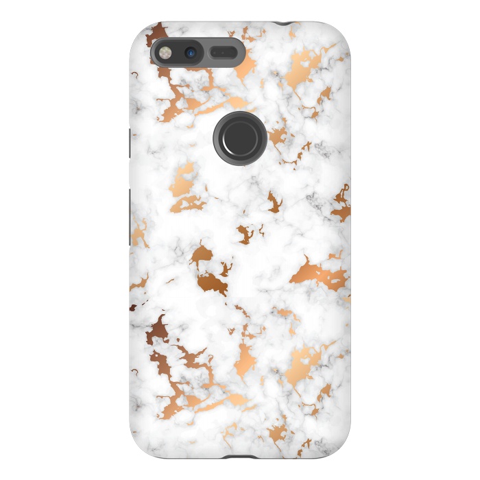 Pixel XL StrongFit Marble Texture with Gold Splatter 040 by Jelena Obradovic