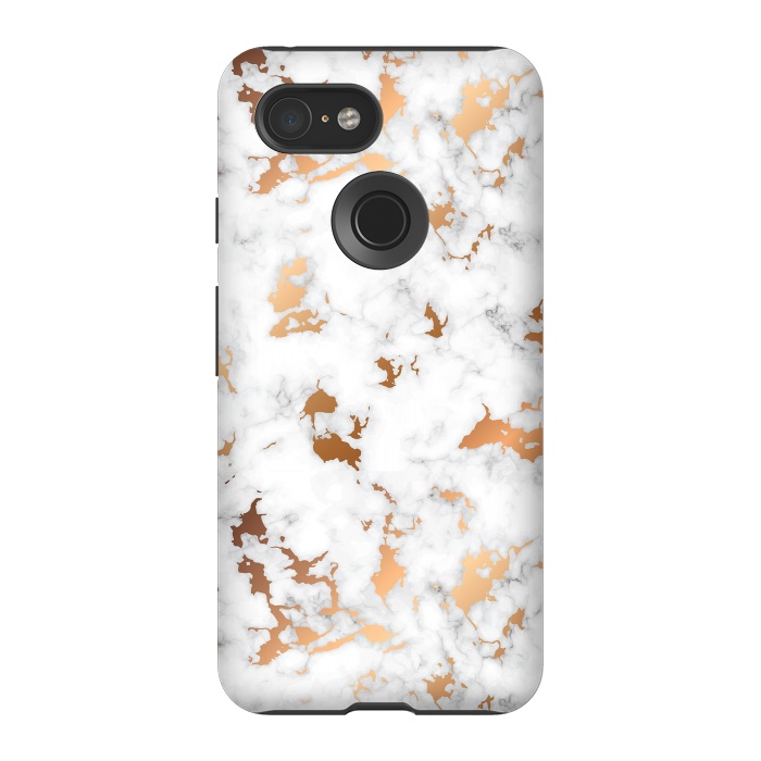 Pixel 3 StrongFit Marble Texture with Gold Splatter 040 by Jelena Obradovic