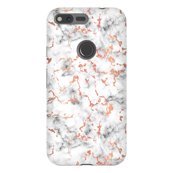 Pixel XL StrongFit Marble Texture with Copper Splatter 041 by Jelena Obradovic