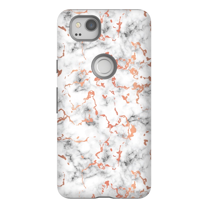 Pixel 2 StrongFit Marble Texture with Copper Splatter 041 by Jelena Obradovic