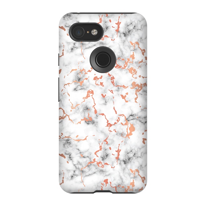 Pixel 3 StrongFit Marble Texture with Copper Splatter 041 by Jelena Obradovic