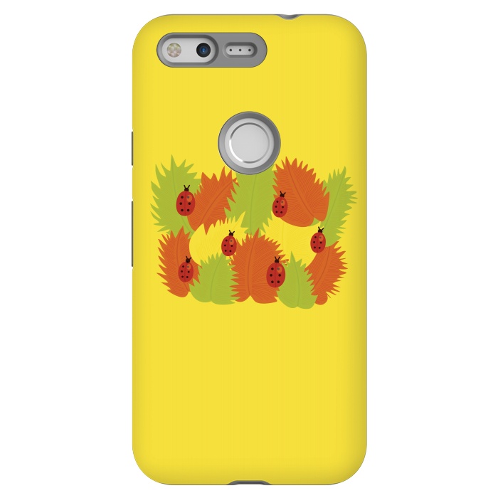 Pixel StrongFit Autumn Leaves And Ladybugs by Boriana Giormova