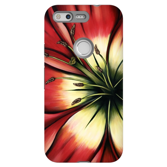 Pixel StrongFit Red Lily Flower by Denise Cassidy Wood