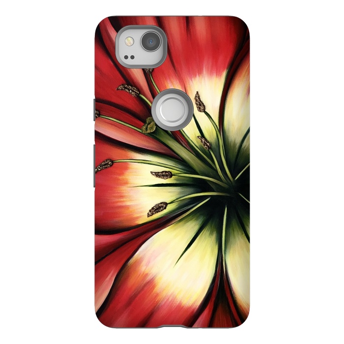 Pixel 2 StrongFit Red Lily Flower by Denise Cassidy Wood