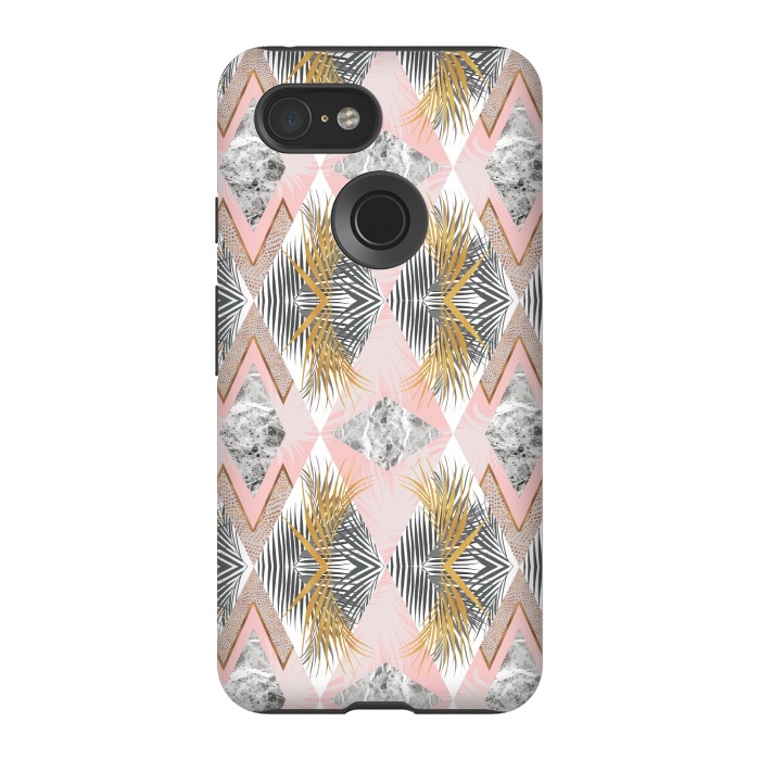Pixel 3 StrongFit Marbled tropical geometric pattern II by Mmartabc